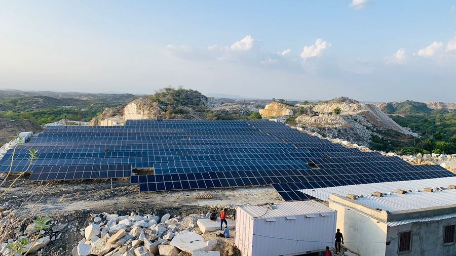 Industrial rooftop solar system at Kelwa Marble, Kelwa, Rajsamand